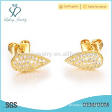 18k Goldtropfen Ohrringe, Kupferüberzug Ohrringe für Frauen